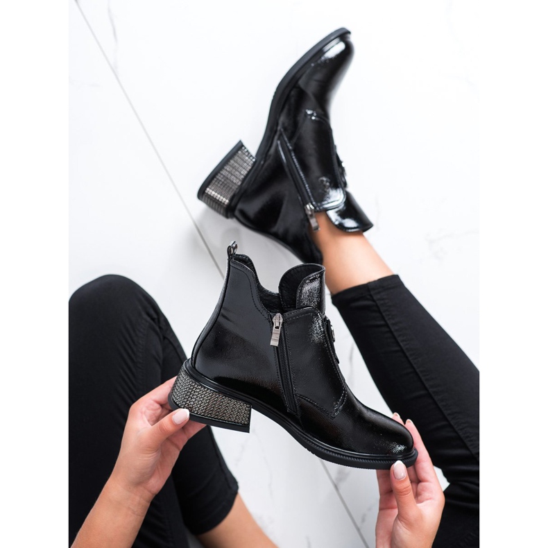 Filippo Stylowe Botki Z Ozdobnym Obcasem czarne 1