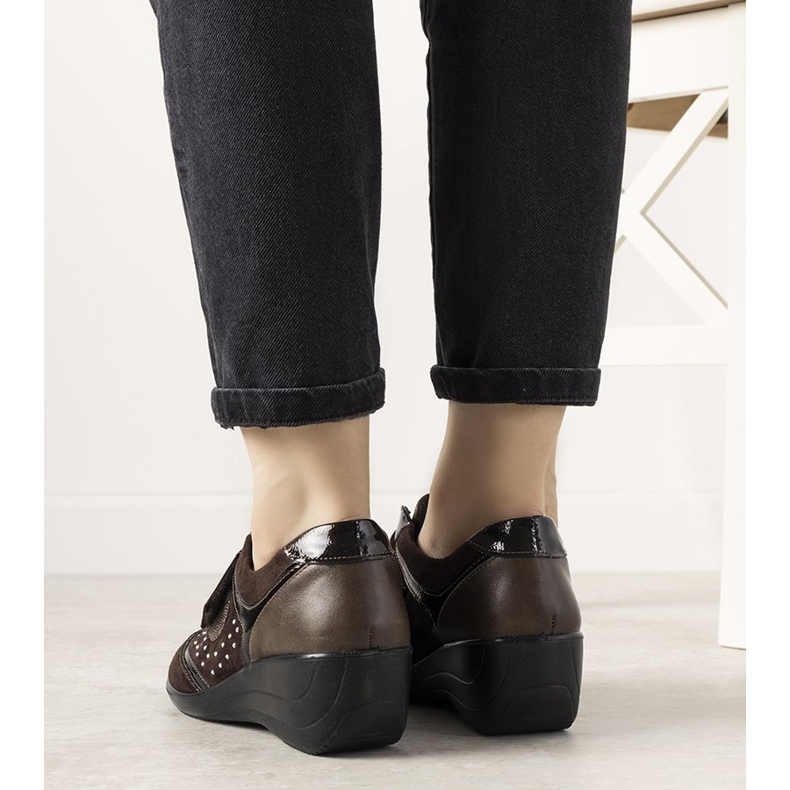 Brązowe Półbuty na koturnie Merante 1