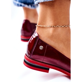 Skórzane Lakierowane Półbuty Maciejka 05035-23 Bordowe czerwone 1