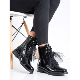 S. BARSKI Botki Z Lakierowanej Eko Skóry S.BARSKI czarne 2