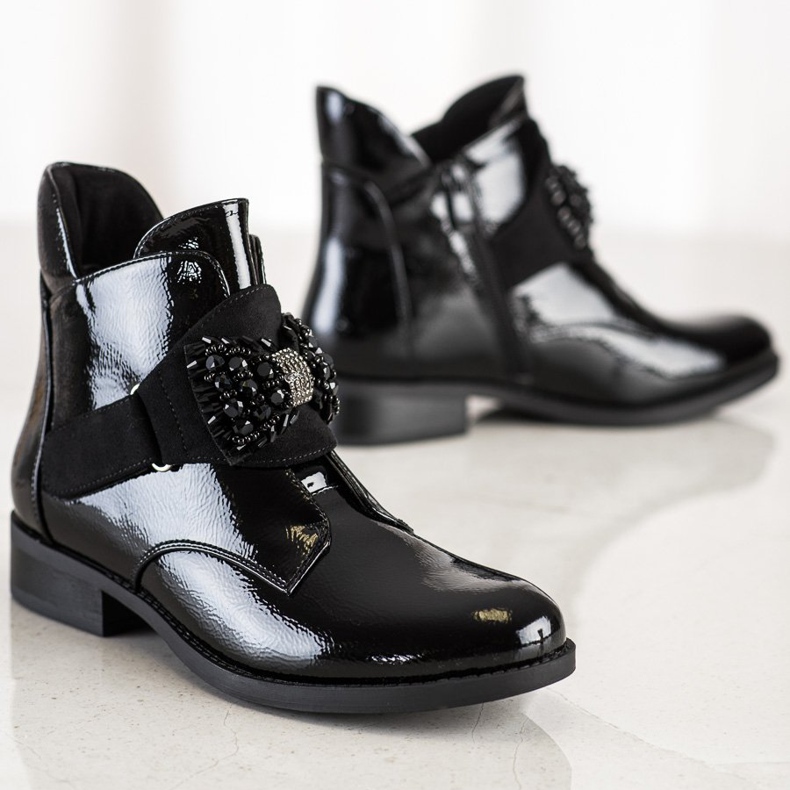 S. BARSKI Eleganckie Botki S.BARSKI czarne 1