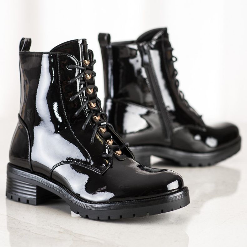 S. BARSKI Workery Z Lakierowanej Eko Skóry S.BARSKI czarne 1