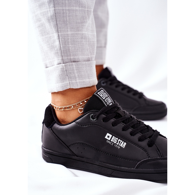 Damskie Skórzane Tenisówki Memory Foam Big Star II274320 Czarne 1