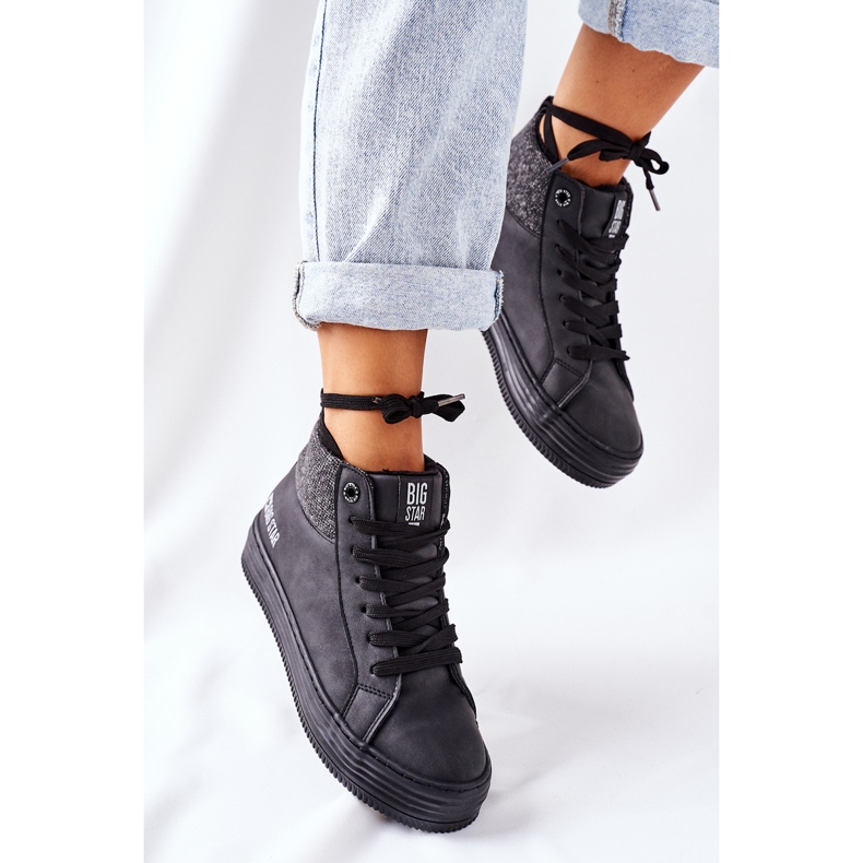 Wysokie Ocieplane Trampki Big Star II274147 Czarne 2