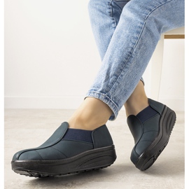 Granatowe półbuty na wysokiej podeszwie Spike niebieskie 1