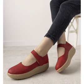 Czerwone półbuty na grubej podeszwie Lumen 1