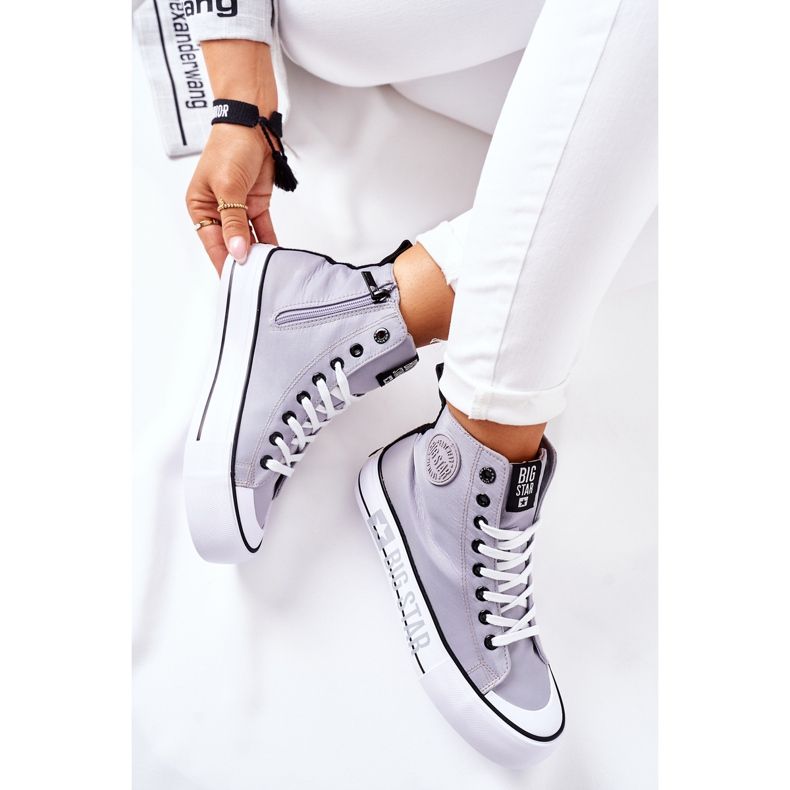 Wysokie Trampki Na Platformie Big Star II274016 Szare 1