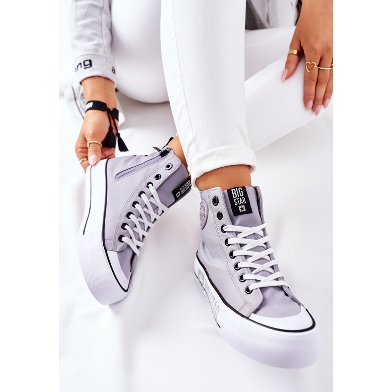 Wysokie Trampki Na Platformie Big Star II274016 Szare 2