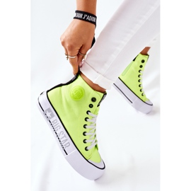 Wysokie Trampki Na Platformie Big Star II274015 Neonowe Żółte 2