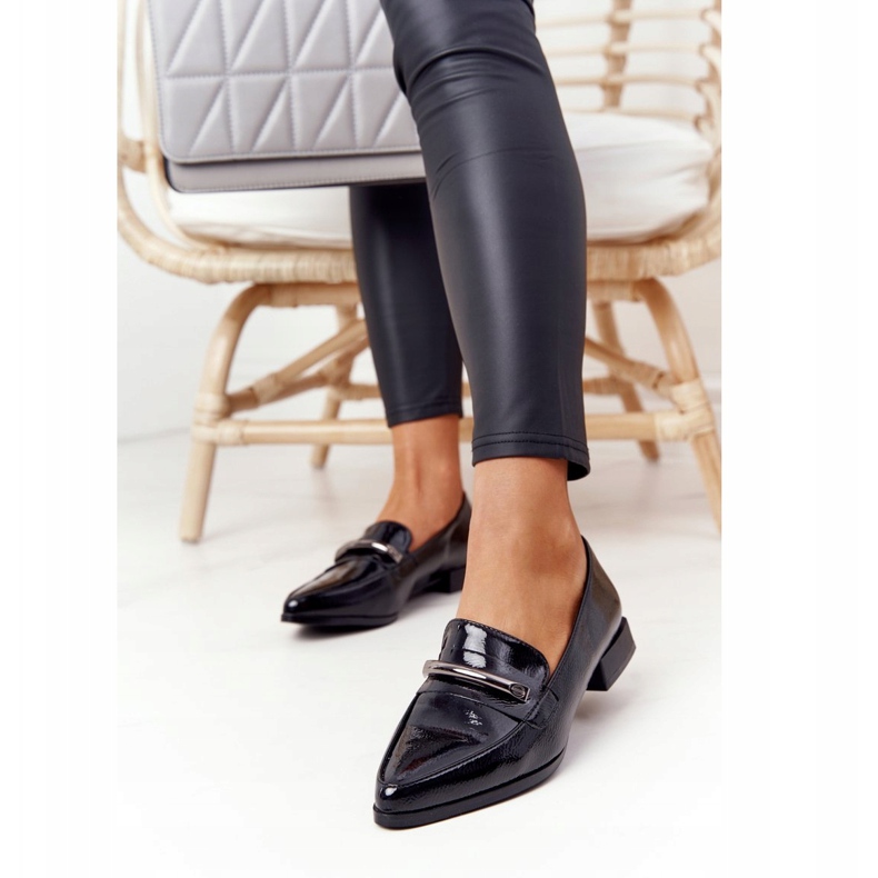 Eleganckie Mokasyny S.Barski Premium Lakierowane Czarne 2