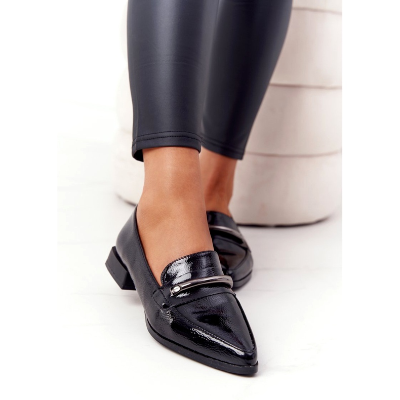 Eleganckie Mokasyny S.Barski Premium Lakierowane Czarne 4