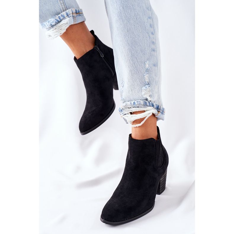 Damskie Klasyczne Botki Zamszowe Czarne Flashbrook 2