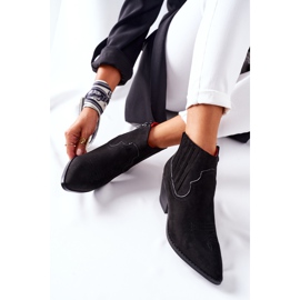 Damskie Botki Kowbojki Zamszowe Czarne Beamhurst 1