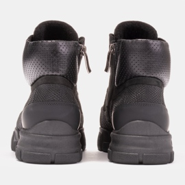 Marco Shoes Botki trekkingowe z naturalnej skóry czarne 5