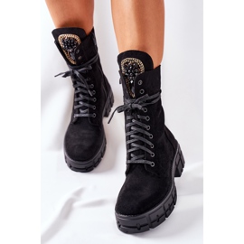 PS1 Zamszowe Ocieplane Workery Z Kamieniami Czarne Hadley 2