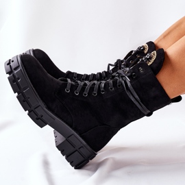 PS1 Zamszowe Ocieplane Workery Z Kamieniami Czarne Hadley 1