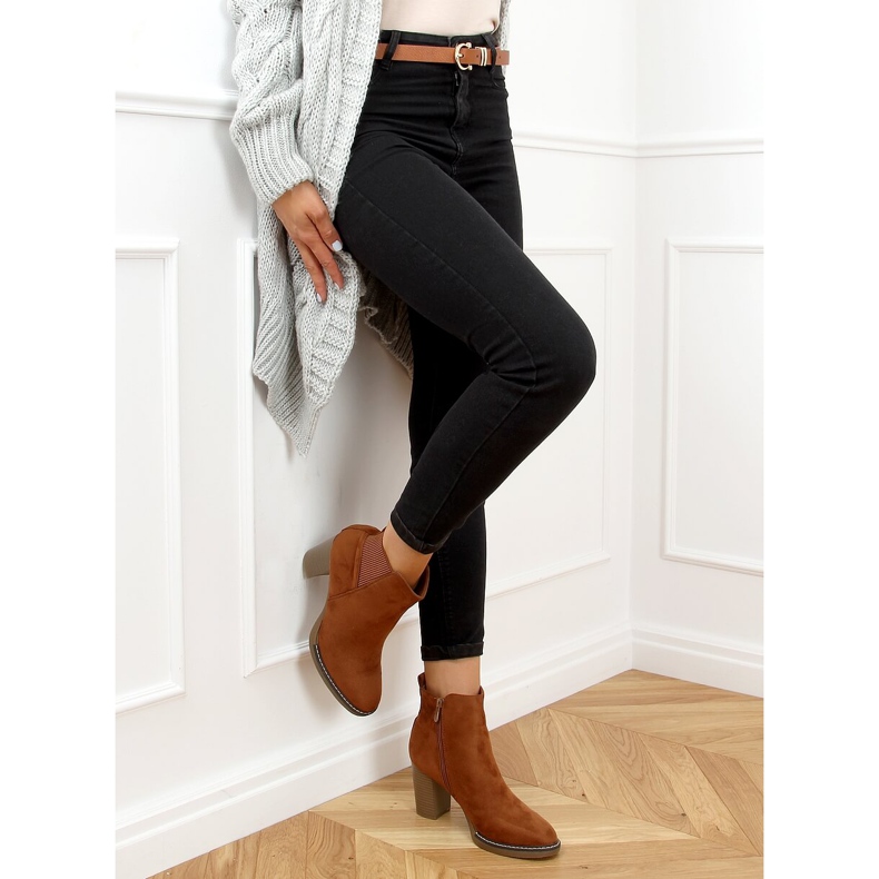 Botki na obcasie camel 1155 Camel brązowe 2