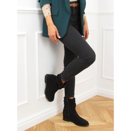 Botki na ukrytym koturnie czarne D7568 Black 2