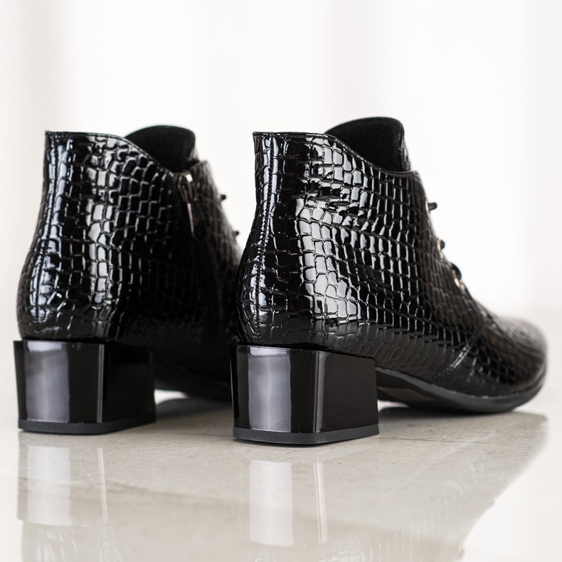 Sznurowane Botki VINCEZA czarne 1