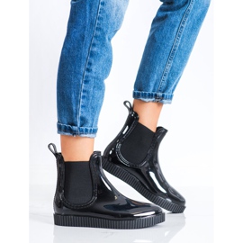 SHELOVET Lakierowane Kalosze Na Platformie czarne 2