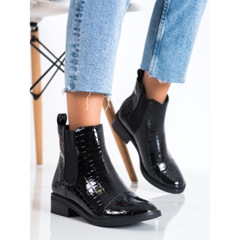 Goodin Lakierowane Sztyblety Snake Print czarne 2