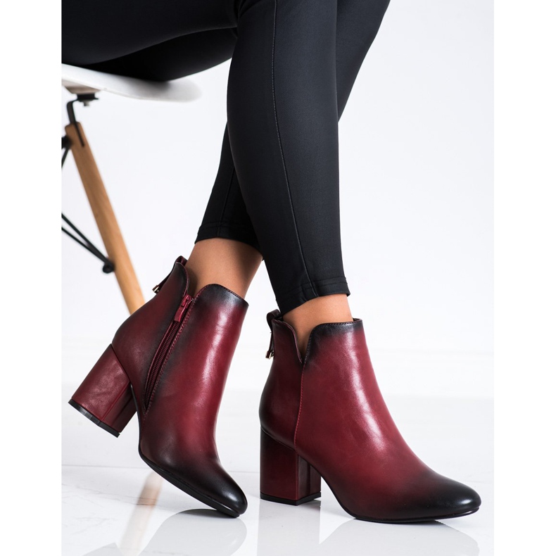 M.Daszyński Bordowe Botki Z Ociepleniem czerwone 2