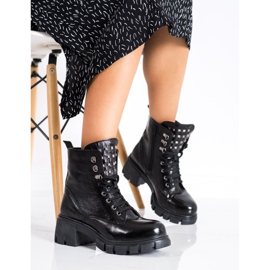 SHELOVET Modne Workery Z Ćwiekami czarne 2