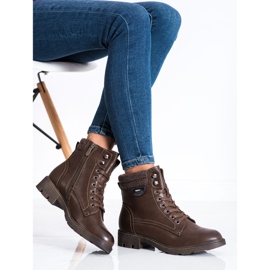 SHELOVET Ciepłe Sznurowane Botki brązowe 2