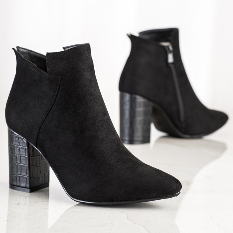 Vinceza Botki Z Obcasem Snake Print czarne 1