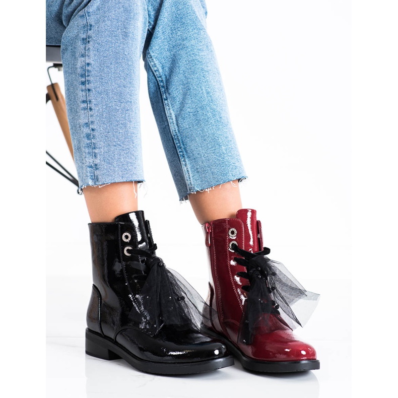 Eleganckie Sznurowane Botki VINCEZA czarne 2