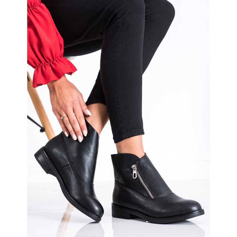 SHELOVET Czarne Botki Na Suwak 2