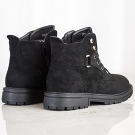 SHELOVET Sznurowane Botki Z Zamszu czarne 2