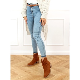 Botki na niskim obcasie camel Z1165 Camel brązowe 2
