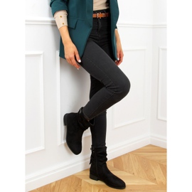 Botki płaskie z frędzlem czarne B0-330 Black 2