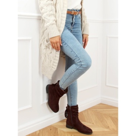 Botki płaskie z frędzlem brązowe B0-330 Brown 2