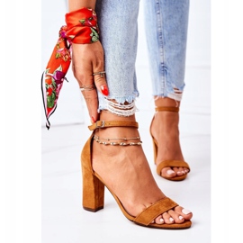 PS1 Zamszowe Sandały Na Słupku Camel Florence brązowe 3