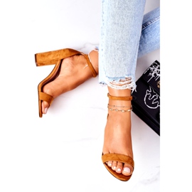 PS1 Zamszowe Sandały Na Słupku Camel Florence brązowe 1