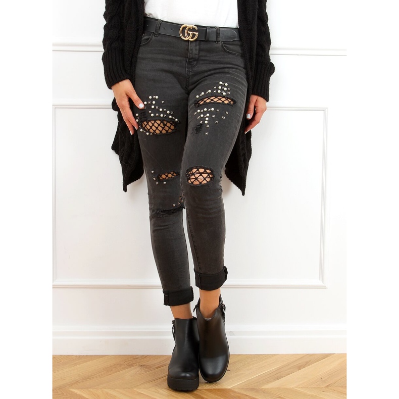 Botki na grubej podeszwie czarne 9B1053 Black 1