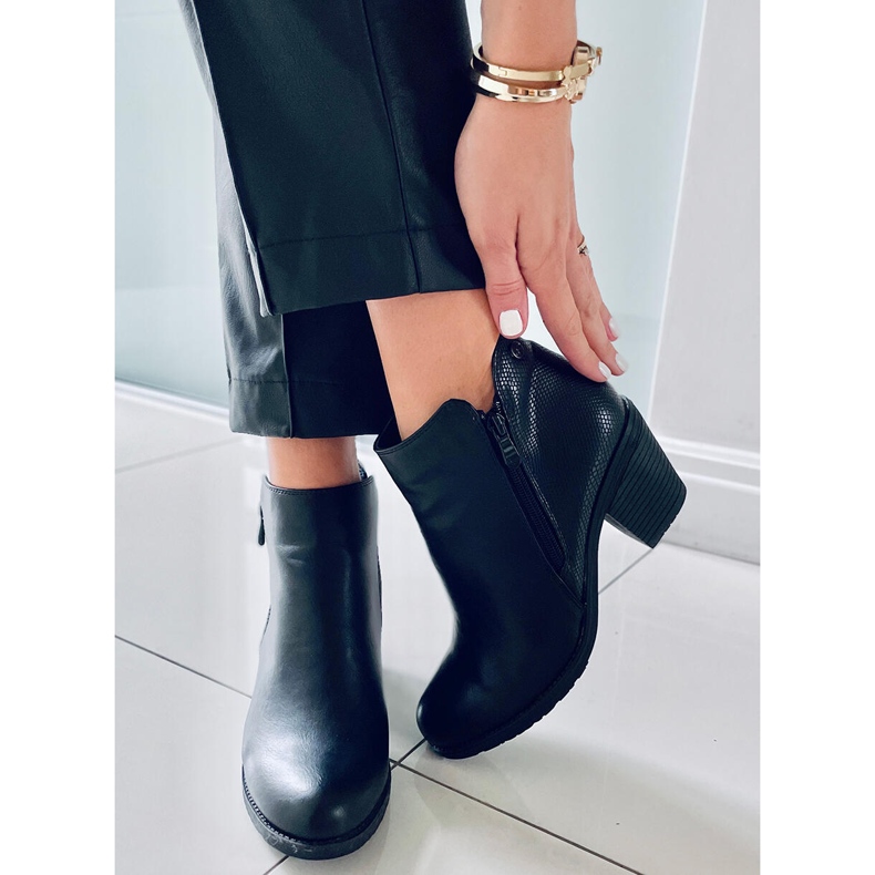 Botki na obcasie czarne 9B1037 Black 1