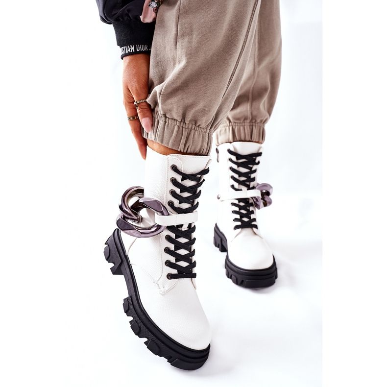 S.Barski S. Barski Damskie Botki Trapery Białe Jensen 1