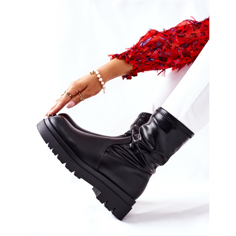 S.Barski Botki Damskie Z Elastyczną Cholewką Czarne Doubler 1