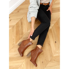 Botki na obcasie brązowe 3654 Camel 1