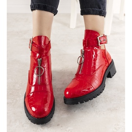 Czerwone botki w motywie skóry krokodyla Hadley 1