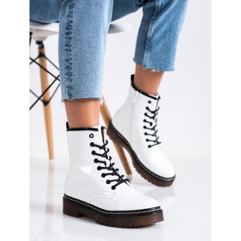 SHELOVET Białe Botki Workery Z Futerkiem 2