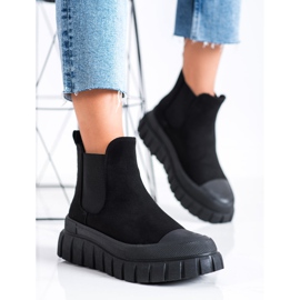 SHELOVET Modne Sztyblety Na Platformie czarne 2