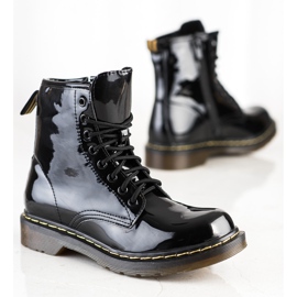 Queentina Modne Lakierowane Trapery czarne 1