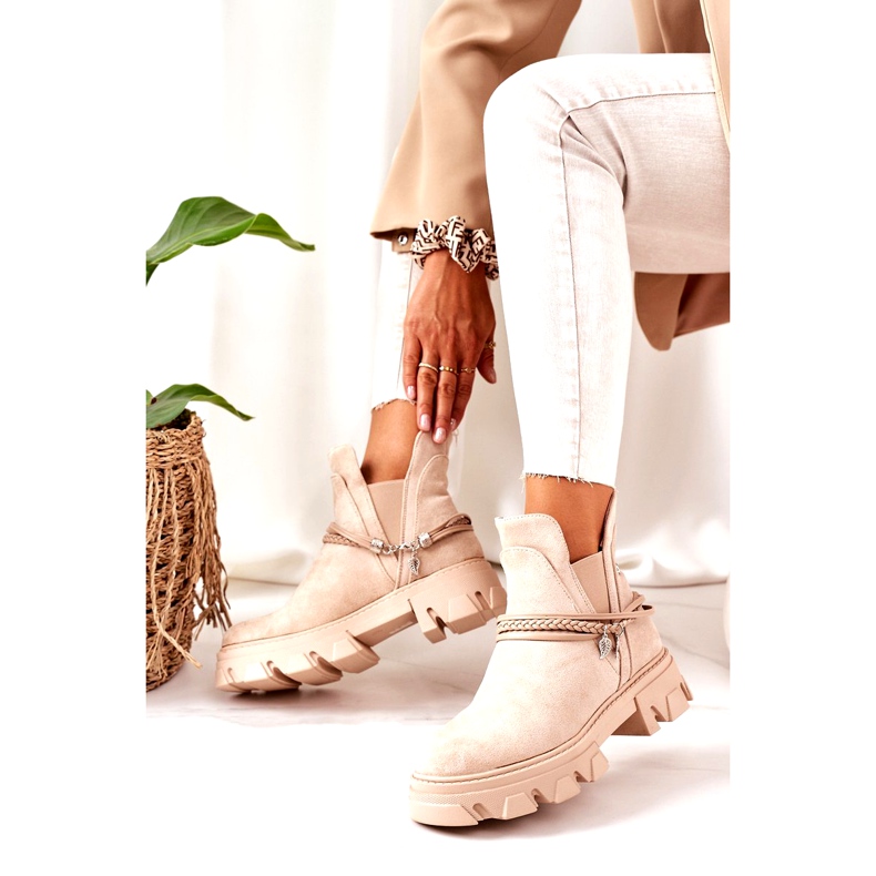 PS1 Ocieplane Botki Sztyblety Beżowe Good Idea beżowy 2