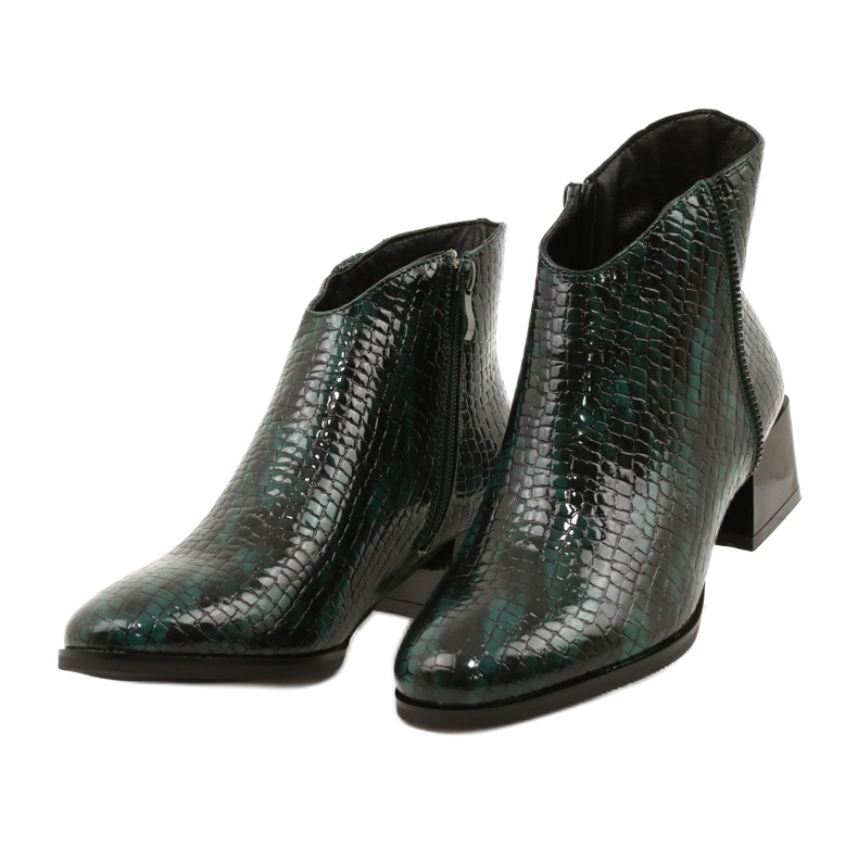 M.Daszyński Botki na suwak ocieplane Daszyński MR2130-8 Green czarne zielone 2