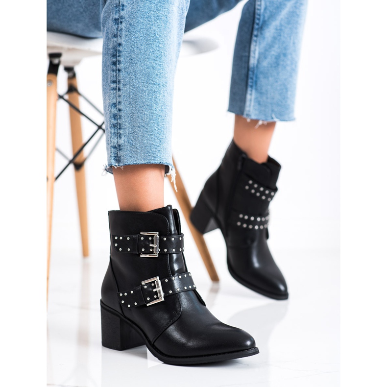 Sixth Sense Rockowe Botki Na Obcasie czarne 2