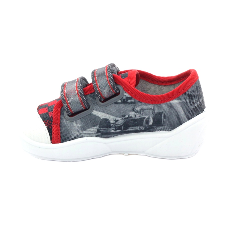 Befado obuwie dziecięce trampki kapcie 907p093 czerwone szare 2